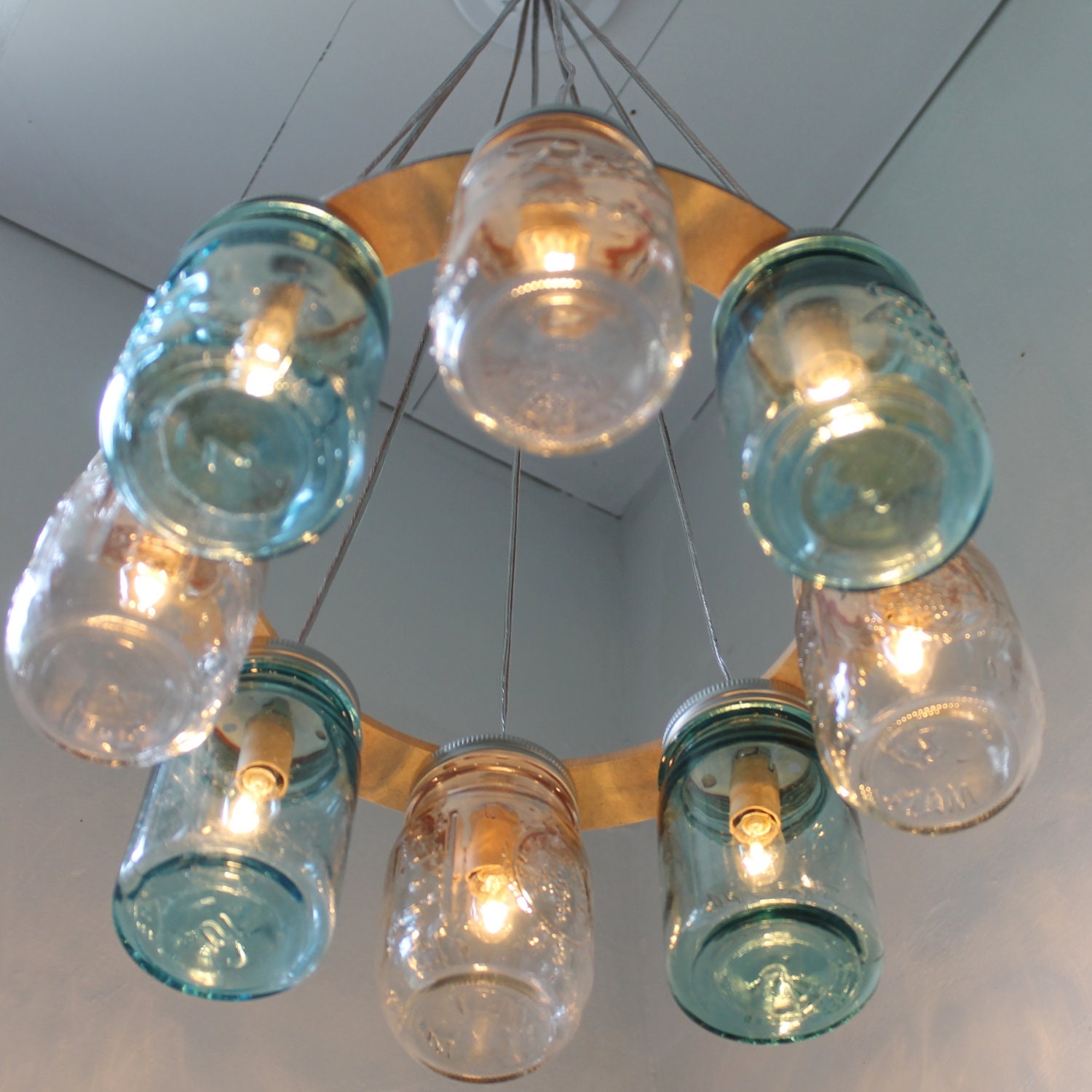 Mason Jar Chandelier Beach House Mason Jar Lighting Fixture - Etsy