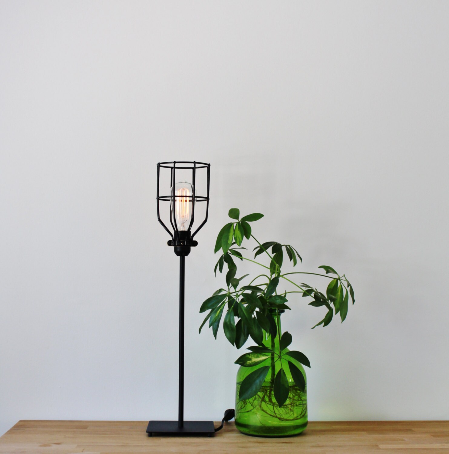 Basic Black Wire Cage Table Lamp Vintage Style Rustic Minimalist Desk Light Industrial Bootsngus Modern Home Office Lighting And Decor