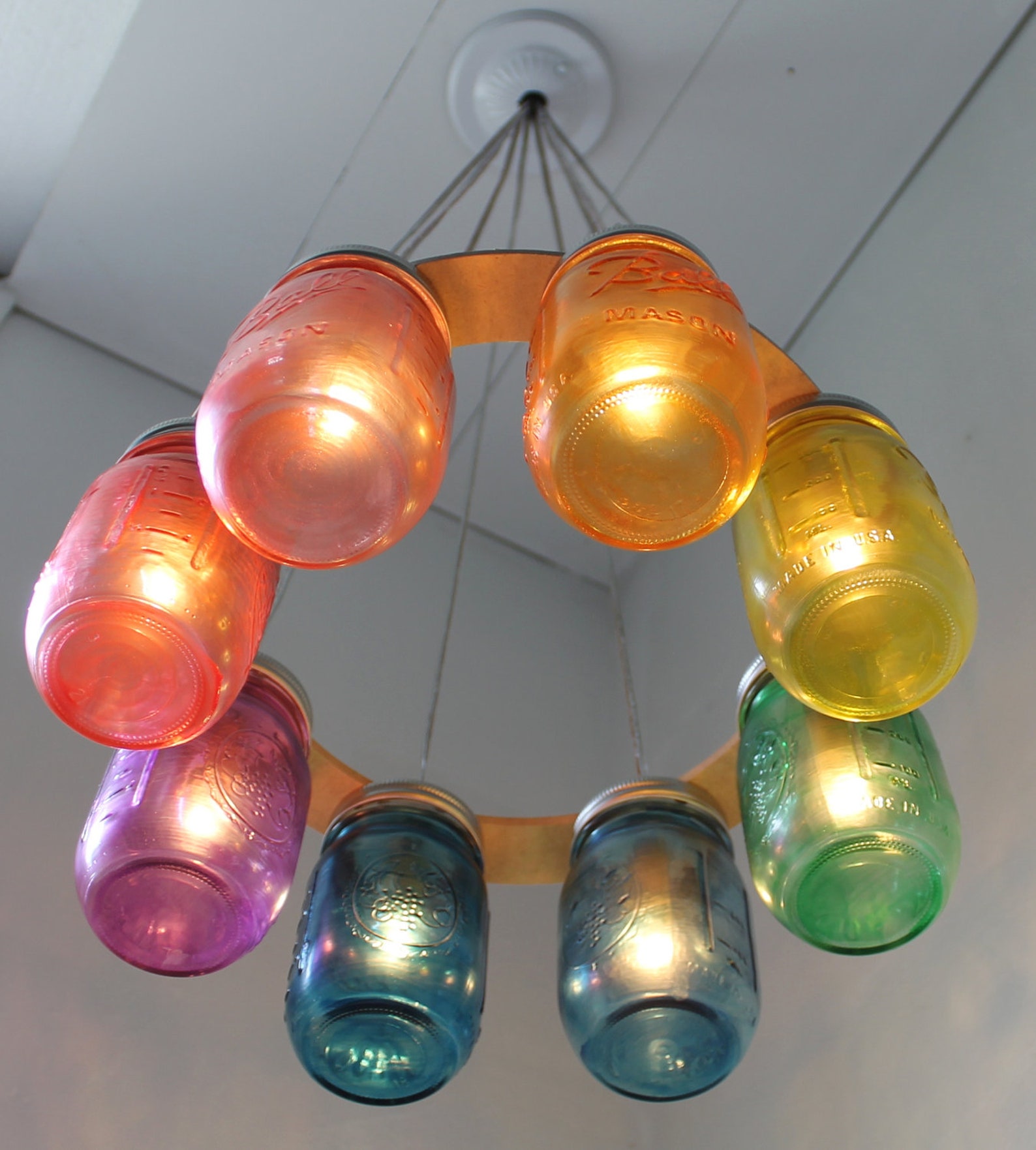 Rainbow Connection Mason Jar Chandelier Hanging Mason Jar Etsy