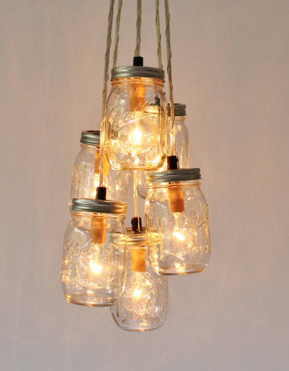 Mason Jar Chandelier, Beach House Mason Jar Lighting Fixture, Blue and Clear Jars, Hanging Pendant Light, BootsNGus Lighting, Bulbs Included Mason Jar Chandelier, Beach House Mason Jar Lighting Fixture, Blue and Clear Jars, Hanging Pendant Light, BootsNGus Lighting, Bulbs Included
