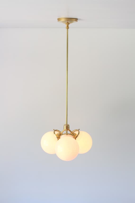 Brass Chandelier Globe Pendant Lamp Modern Industrial Image 0