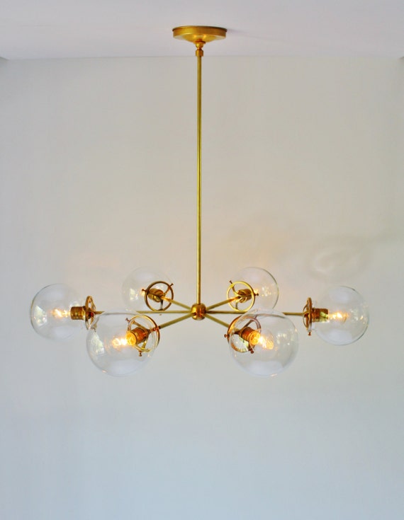 Sputnik Chandelier Brass Finish 6 Clear Bubble Glass Globes Sputnik Chandelier Brass Finish 6 Clear, Brass And Glass Orb Chandelier