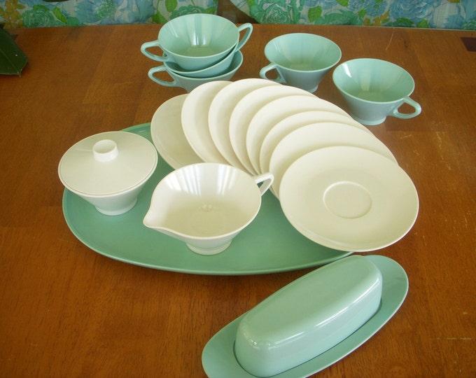 1950s Melmac Robins Egg Blue Westinghouse Platter Deluxe Serving Set