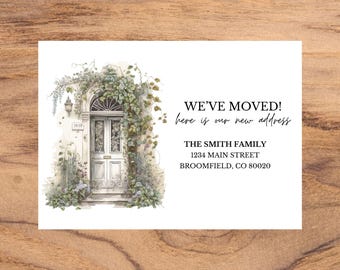 編集可能な引越しお知らせテンプレート | 新しい住所カード | 引越し完了のデジタルダウンロード | 新しい家のお知らせ