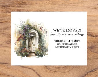 編集可能な引越しお知らせテンプレート | 新しい住所カード | 引越し完了のデジタルダウンロード | 新しい家のお知らせ