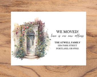 編集可能な引越しお知らせテンプレート | 新しい住所カード | 引越し完了のデジタルダウンロード | 新しい家のお知らせ