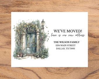 編集可能な引越しお知らせテンプレート | 新しい住所カード | 引越し完了のデジタルダウンロード | 新しい家のお知らせ