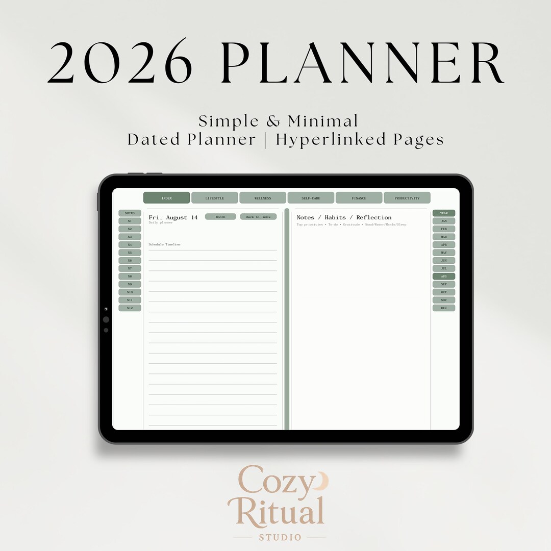2026 Digital Planner Minimal | Hyperlinked Daily Weekly Monthly Yearly ...