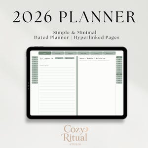 2026 Digital Planner Minimal | Hyperlinked Daily Weekly Monthly Yearly | iPad GoodNotes Planner PDF