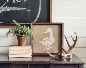 Duck Wall Decor | Rustic Lake House Sign | Handmade Framed Duck Artwork | Hunting Lodge Decor | Woodland Farmhouse Wall Art