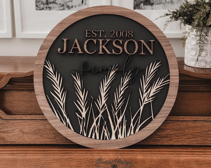 Personalized Family Name Sign | Rustic Wood, Established Year Decor