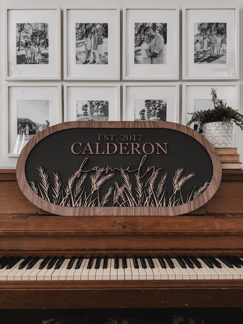 Personalized Family Name Sign | Laser Engraved Walnut & Maple Wood - Etsy