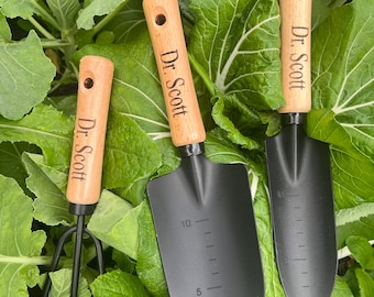 Personalized Garden Tool Set: Custom Trowel, Rake & Shovel