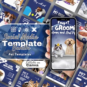 Pet Products Social Media Templates | Editable Canva Designs for Pet Brands