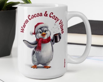 Pinguin Keramik Kaffeetasse | Festliches Weihnachtsgeschenk