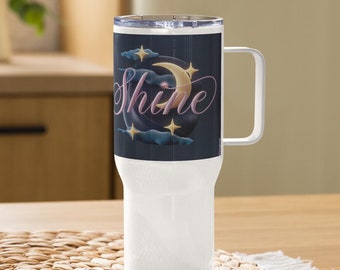 Celestial Tumbler: Mond & Sterne Galaxy Edelstahl Reisebecher (25 oz)