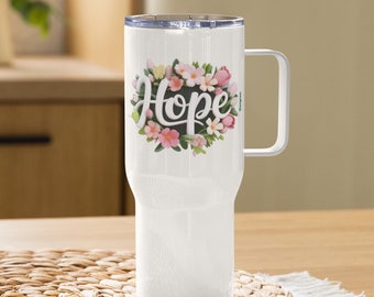 Floraler 'Hope' Edelstahlbecher: Frühlings-Kirschblüten-Design
