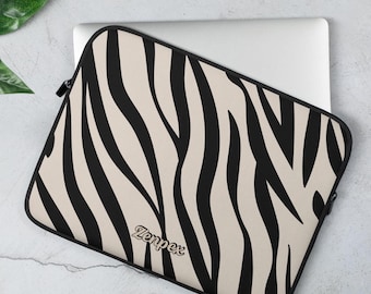 Zebra Print Laptop Sleeve Pouch Bold Neoprene Protective Cover for Laptops