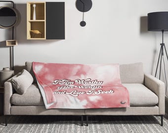 Manifestation Throw Blanket: Positive Affirmation, Pink Cloud Design