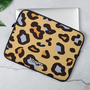 Leopard Print Laptop Sleeve | Stylish Neoprene Cover for 13&quot; & 15&quot; Laptops, Chic Tech Accessories Trendy Design Heat Oil and Water Resistant