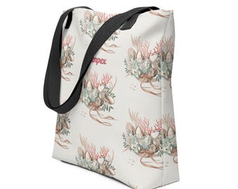 Bolsa de mano costera: bolsa de compras reutilizable con estampado playero