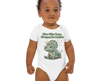 Baby Strampler aus Bio Baumwolle: Dino-Mite Anhänger Kleinkind Outfit