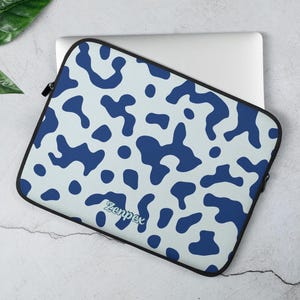 Funda para computadora portátil abstracta azul, funda de neopreno artística moderna para computadora portátil, accesorio tecnológico duradero para el trabajo, la escuela, los viajes, los negocios y los estudiantes