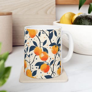 Orange Fruits Ceramic Mug, Vibrant Fruit Design Coffee Cup, Kitchen Decor Gift, Citrus Lover Tea Mug, Kitchenware, Foodie Gift, Tropical Mug