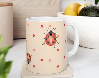 Tasse à café en céramique coccinelle, cadeau pour amoureux de la nature