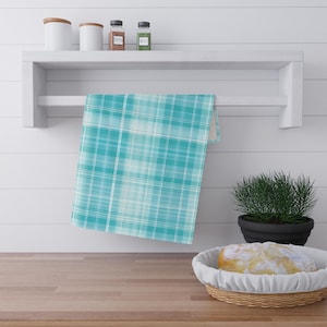 Kitchen Towels, Clear Blue Vichy Pattern Cotton/Poly Tea Towel - Home Decor, Housewarming Gift, Hostess Gift, Kitchen Accessories, Farmhouse