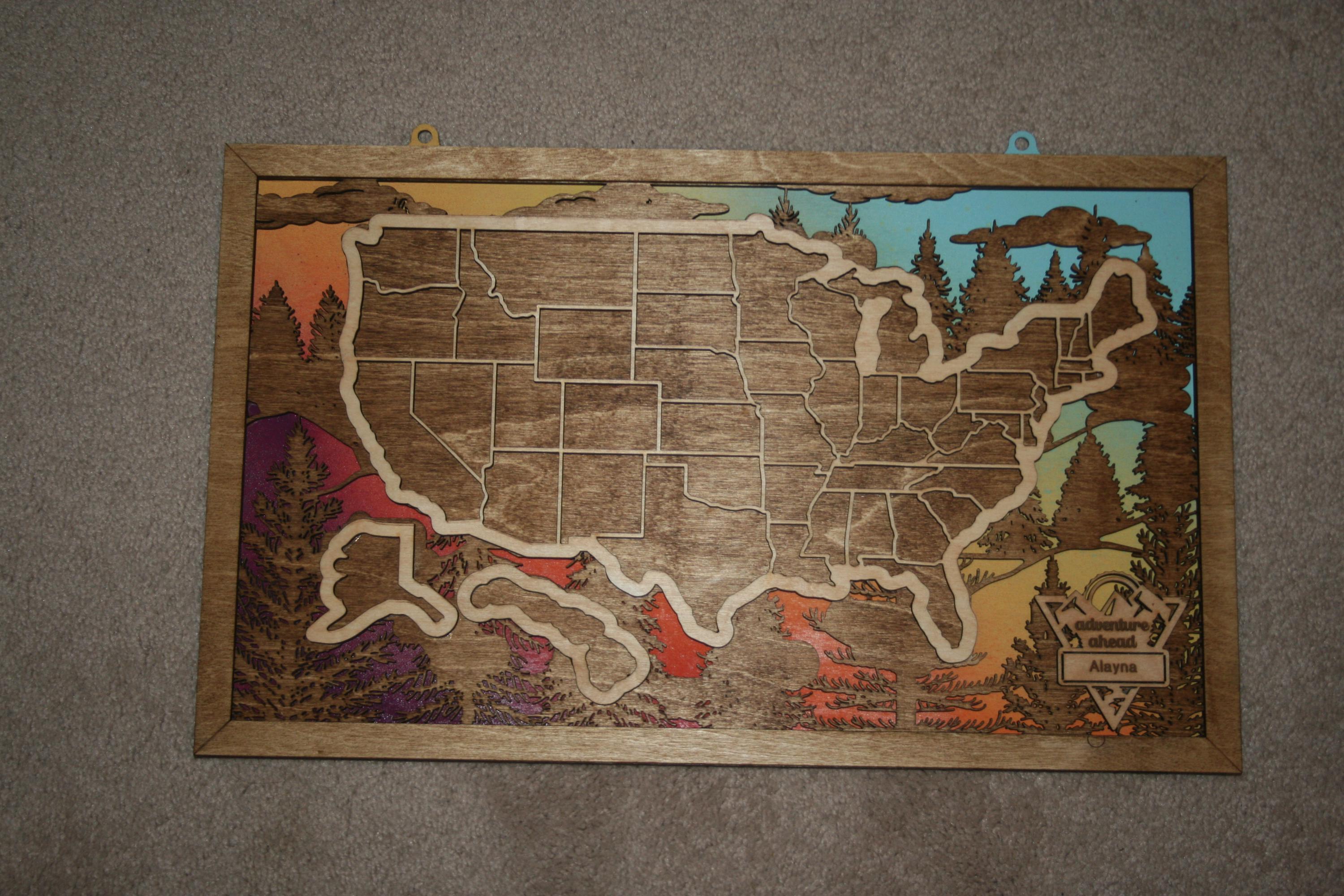 National Parks Travel Map - Large - Pine Trees - Etsy