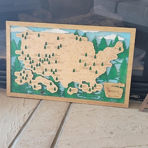 National Parks Travel Map - Large - Pine Trees