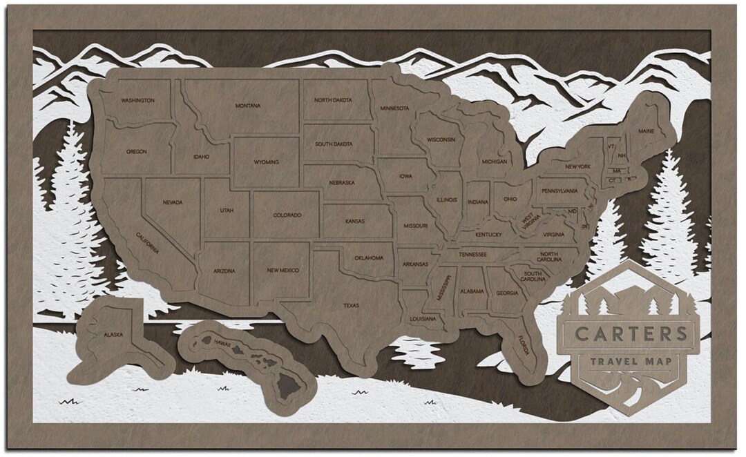 National Puzzle Travel Map - Mountains - Etsy