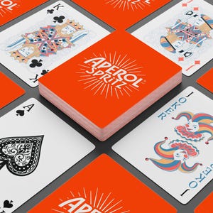 Aperol Spritz Spielkarten, Aperol Spritz, Aperol, Kartenspiel für Partys, lustiges Pokerabendspiel, Spielabendgeschenk, benutzerdefinierte Spielkarten,