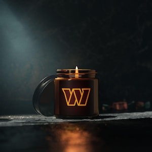 Washington Commanders, Soy Candle, Washington Commanders HAIL Print, Football Fan Decor, Multi-Size, Amber Jar, Team Spirit Candle, NFL