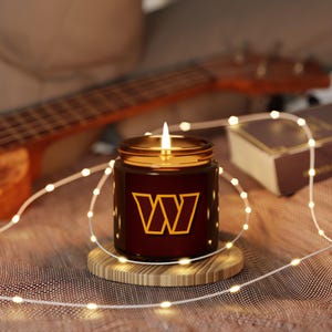 Washington Commanders, Soy Candle, Washington Commanders HAIL Print, Football Fan Decor, Multi-Size, Amber Jar, Team Spirit Candle, NFL