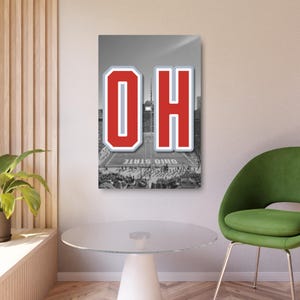Ohio State Wall Art, Buckeyes Fan Decor, Modern College Football Gift, Metal Sign, Ohio State, Buckeyes, Ohio State Dorm, Dorm Decor