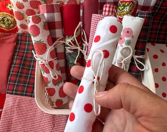 Red Cotton Fabric Scraps, Quilting Craft Squares (Set of 50, 15x15 cm)