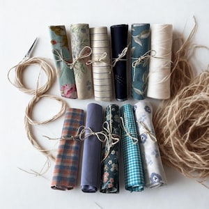 Blauwe katoenen restjes: 50 patchworkvierkanten (15/15 cm)