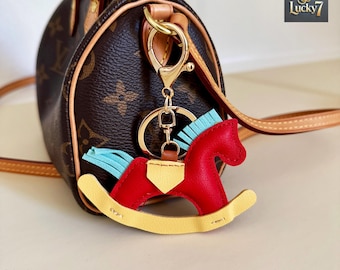 Rocking Horse Keychain: Faux Leather Bag Charm - Whimsical Gift| Phone or Keys