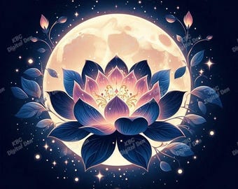 Lotus Moon Pack, Digital Download, PNG