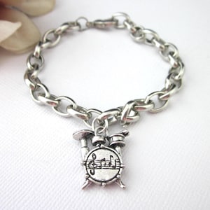Drum Set Charm Bracelet Small 6.5 Inch Wrist: Percussionist Music Jewelry Gifts