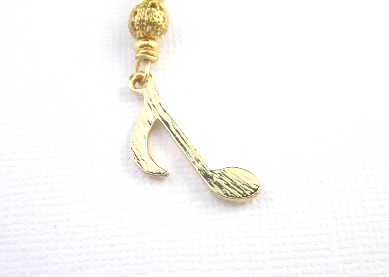 Collar con colgante de corchea de oro: regalo de joyería musical imagen 10