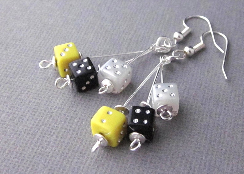black dice earrings