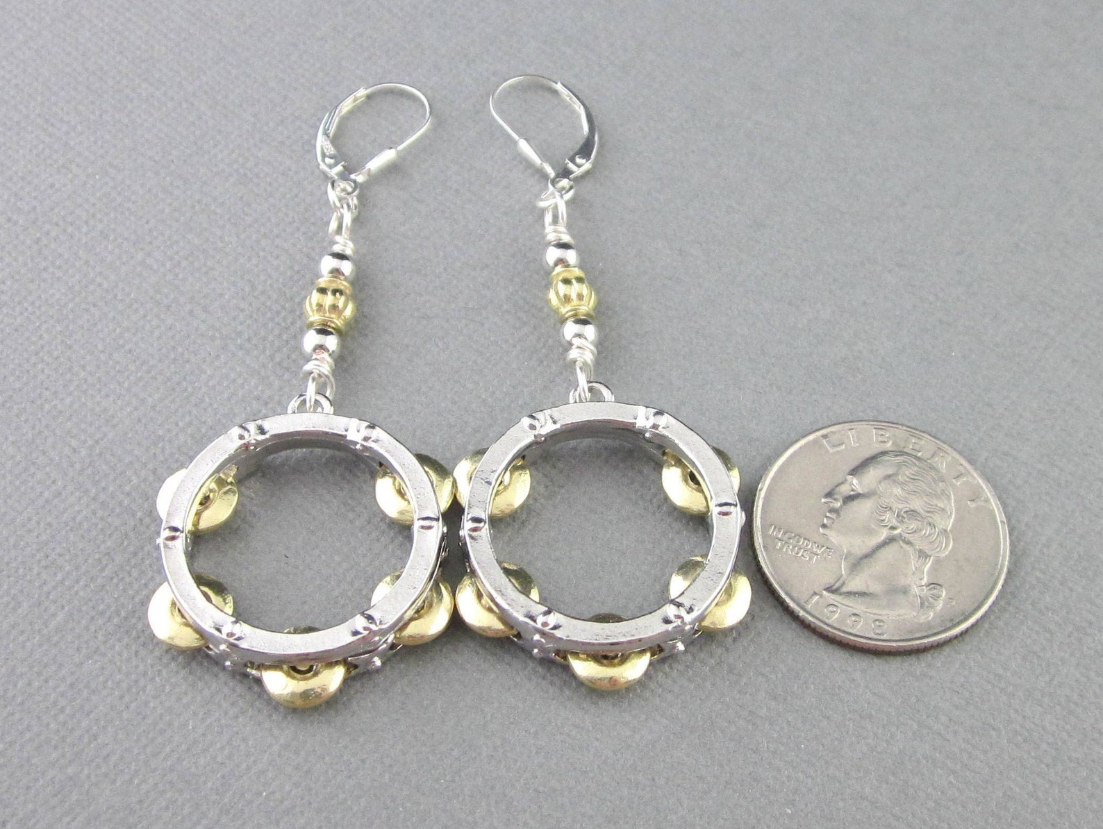 Tambourine Earrings Dimensional With Shaking Jingle Zils Etsy