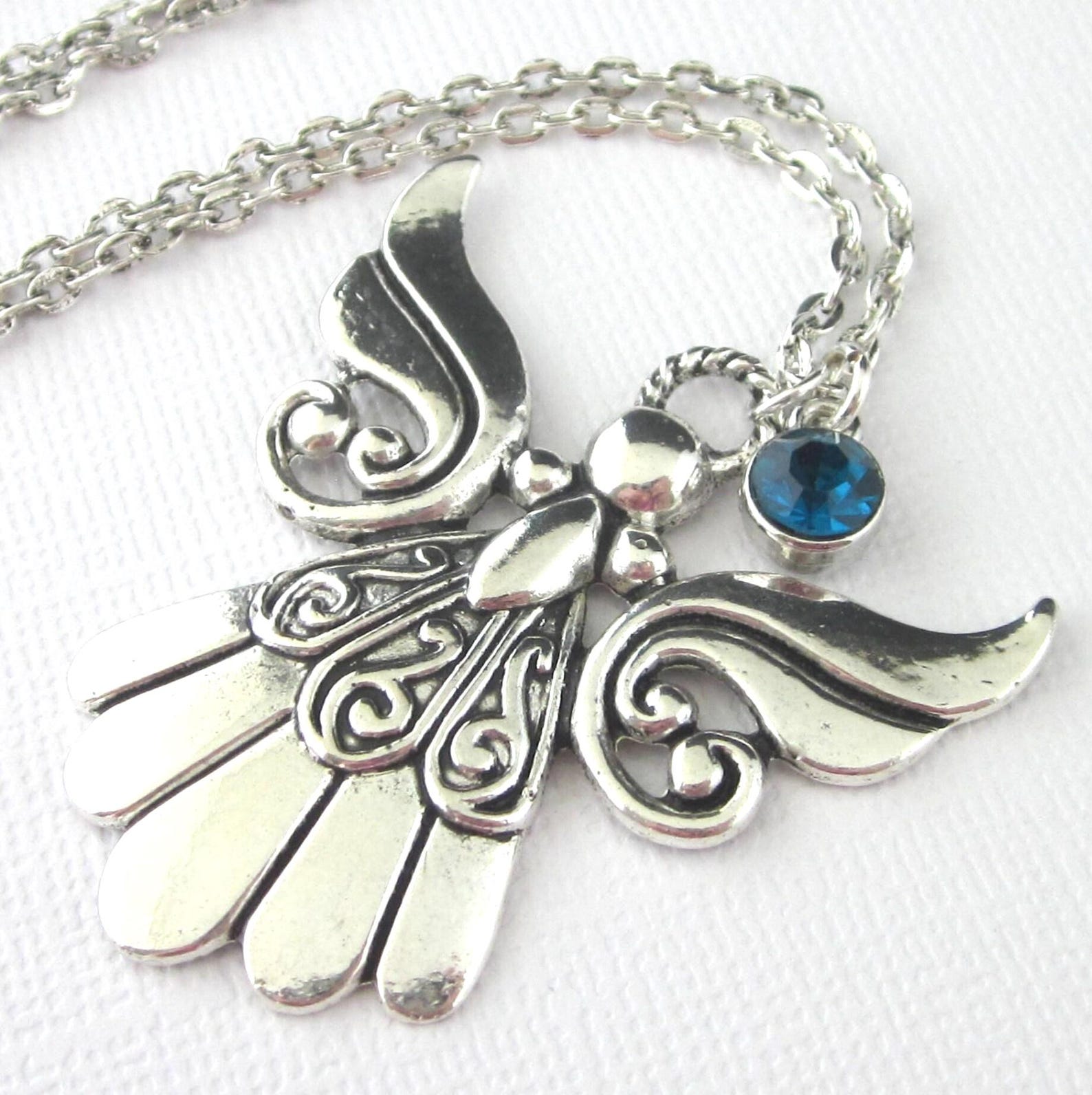 Antiqued silver angel pendant necklace from TheSingingBeader