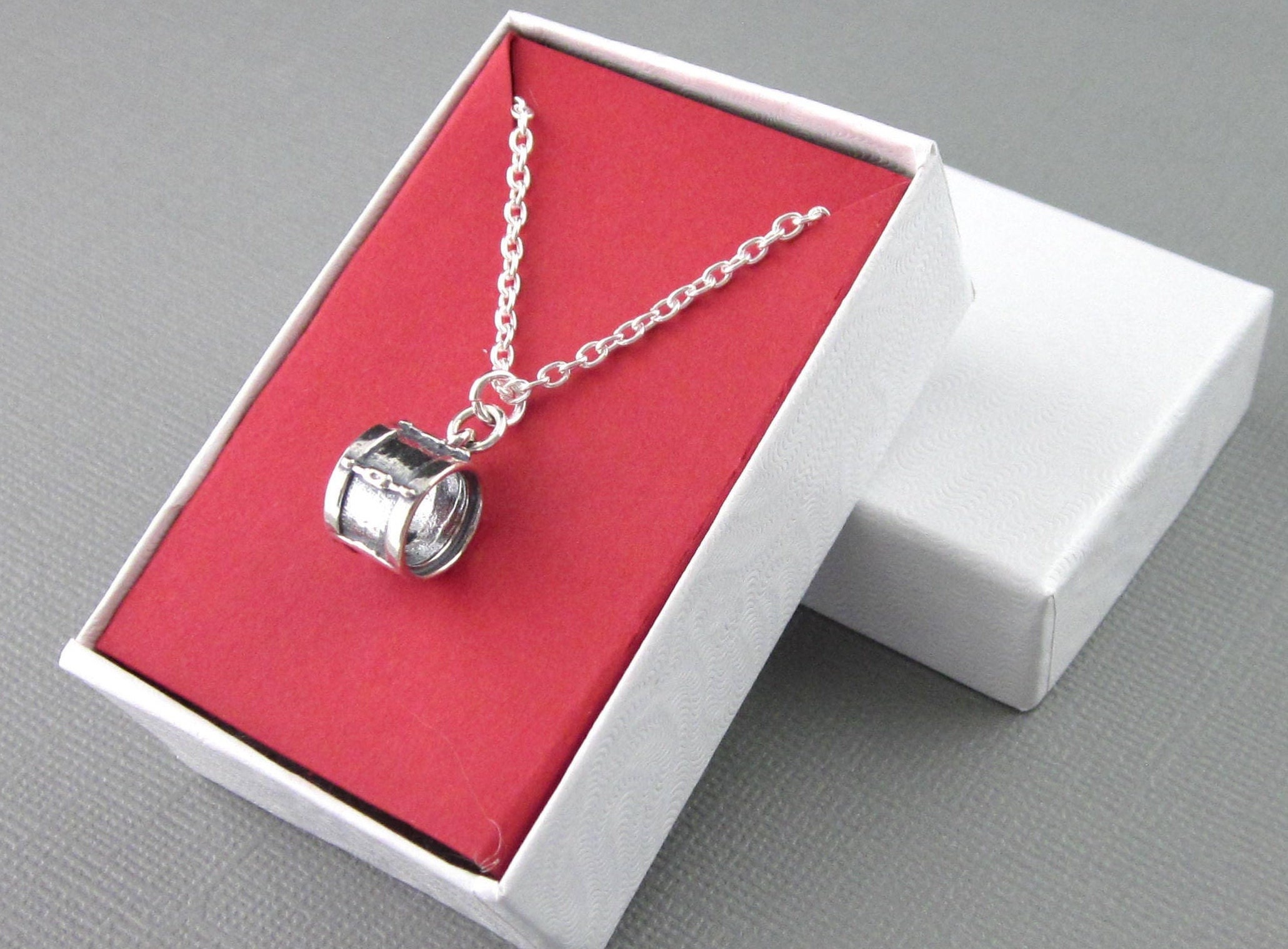 Sterling Silver Drum Line Charm with 18" Chain 