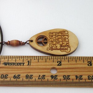 Wood Peace Sign Music Pendant Necklace With Guitar And Leather Cord, Engraved Wooden Pendants, Music Jewelry Gifts, Unisex Pendants image 3