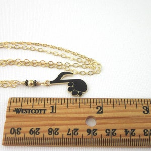 Black and Gold Both Paw Print And Music 8th Note Pendant Necklace, Music Lover Jewelry, Animal Lover Jewelry, Youthful Necklace For Teen image 4