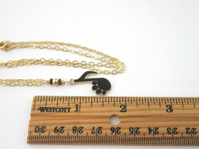 Black and Gold Both Paw Print And Music 8th Note Pendant Necklace, Music Lover Jewelry, Animal Lover Jewelry, Youthful Necklace For Teen image 4